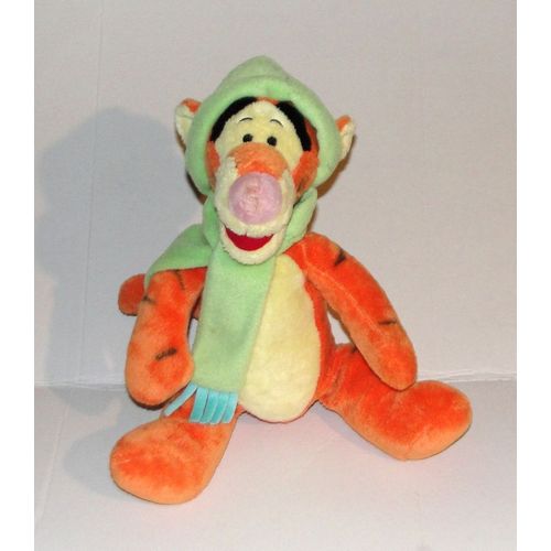 Doudou Tigrou Echarpe Et Bonnet Vert Bleu Peluche Tigre 34 Cm Nicotoy