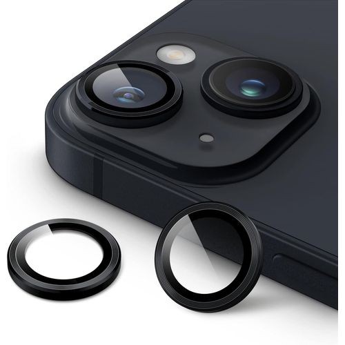 Protecteur De Lentille Caméra Pour Iphone 14 (6,1 Pouces) Et Iphone 14 Plus (6,7 Pouces) - Verre Trempé 9h Avec Bague Aluminium, Hd Transparent, Anti-Empreintes, 1 Jeu (Minuit)