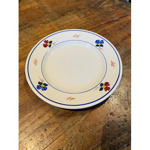 Ancienne Assiette À Dessert En Faïence Décor Peint Main "Jacqueline"