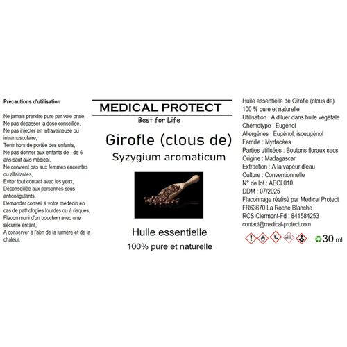 Huile Essentielle De Girofle (Clous De) - Syzygium Aromaticum - Eugénia Caryophyllus - 30 Ml 