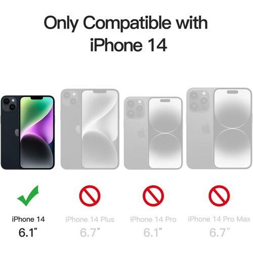 Coque Magnétique pour iPhone 14 6,1 Pouces Compatible avec MagSafe, Etui Translucide Mat Arrière Housse Fine Antichoc (Noir)