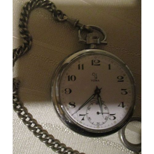 Montre À Gousset Yema 17 Rubis Antichoc Avec Chaîne