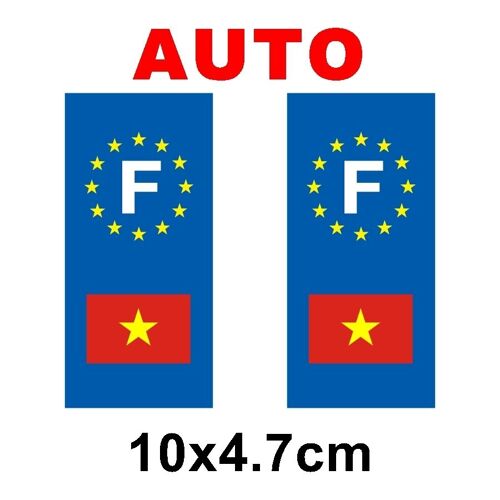 Autocollant Plaque Immatriculation Auto Drapeau Vietnam