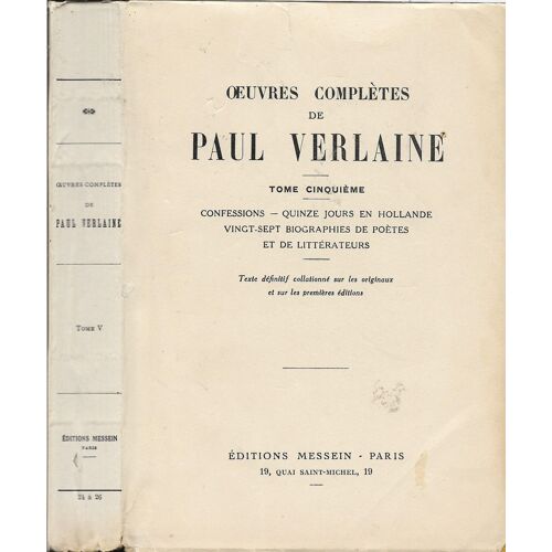 Oeuvres Complètes De Paul Verlaine Tome 5