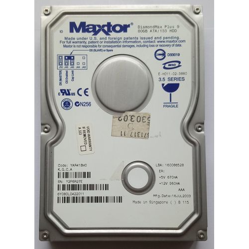 Maxtor DiamondMax Plus 9 80 Go 3.5" 6Y080L0422011 YAR41BW0 Y2P6R27E