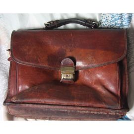 Sacoche professeur vintage cuir marque Katana Paris - 1 poche devant.