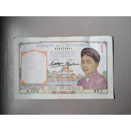 Billet Ancien Banque De L'indochine. 1 Piastre