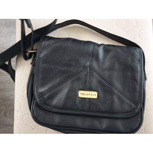 Sac Bandoulière Ted Lapidus En Cuir Noir - Petit Modèle Vintage, Très Bon état