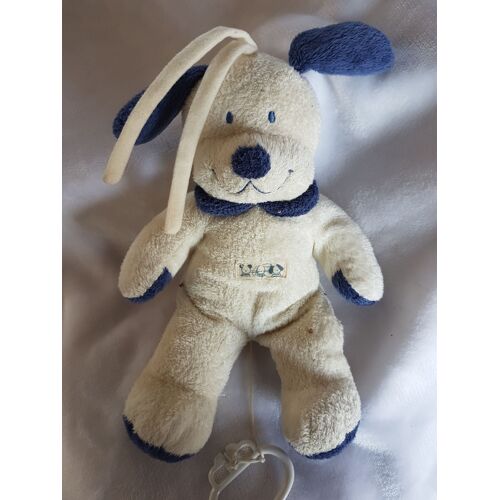 Peluche Doudou Ours Blanc Et Bleu Musical