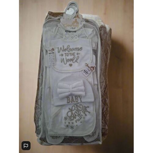 Newborn Baby Gift Set – ‘Welcome To The World’ Edition (10-Piece, 100% Cotton) Gold Lettering