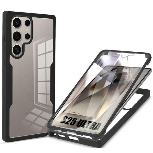 Coque pour Samsung Galaxy S25 Ultra, Protection 360 Rigide Bordure Renforcée Intégrale Solide - Noir - E.F.Connection