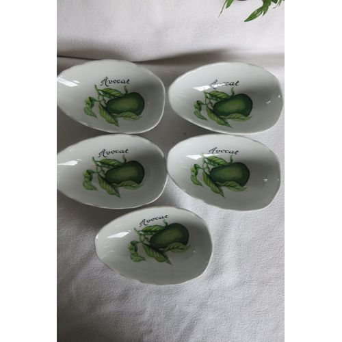 5 Grandes Coupelles À Avocat Motif Vert