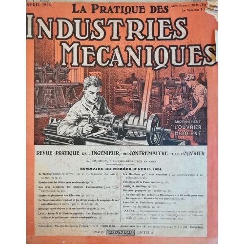 La Pratique Des Industries Mécaniques- Tome Vii N°1