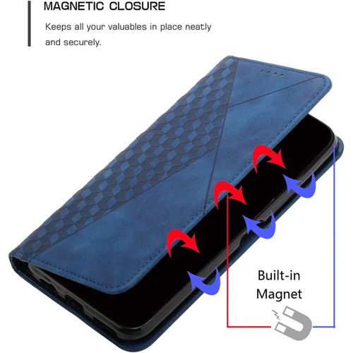 Kalanka-Coque Pour Oppo A57, Premium Flip Housse Étui Protection Rabat Clapet Portefeuille Phone Cover Magnétique [Porte Cartes] Antichoc Béquille Cover (Bleu)
