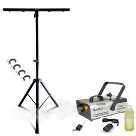 Pack Support Lumière DJ Pied Mooving Light ML-SUPPORT-DJLIGHT - Machine à Fumée Ibiza 1500W LSM1500PRO - 4 Crochets