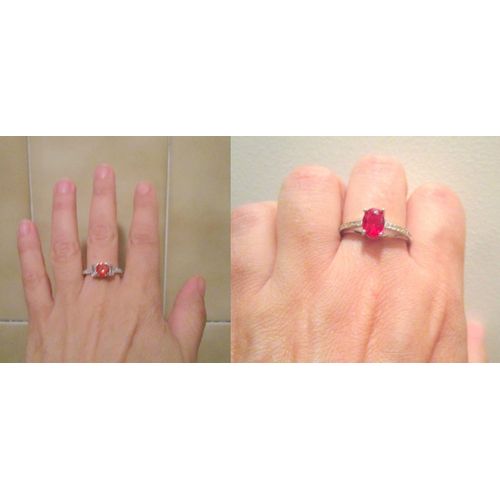Lot De 2 Bague Argent Avec Poinçon Et Pierre En Cristal Rouge, T. 59 (1,90 Cm)