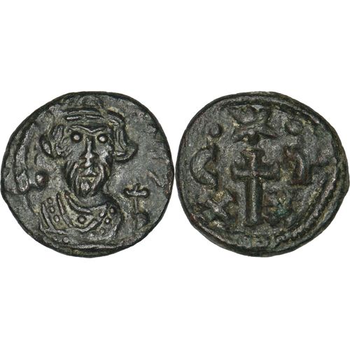 Byzance - Demi Follis - Constans Ii - 643-647 Ad-4.72 G.-Carthage - Rare / Qualite - Croix Avec Étoile - Bc.1059-24-355