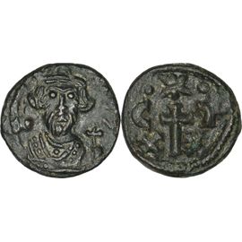 Byzance - Demi Follis - Constans Ii - 643-647 Ad-4.72 G.-Carthage - Rare / Qualite - Croix Avec Étoile - Bc.1059-24-355