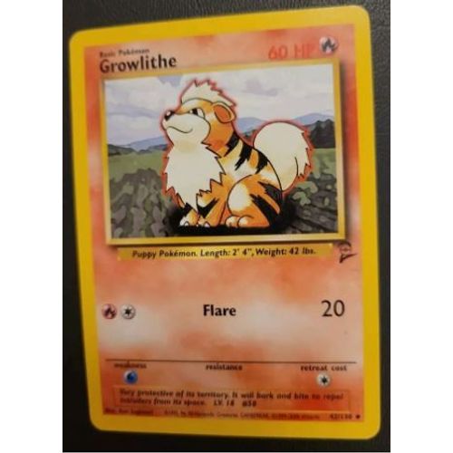 Pokemon Caninos ( Growlithe ) 42 / 130 Set De Base 2