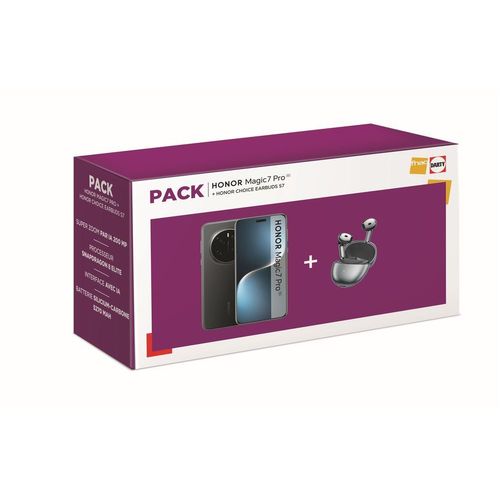 PACK SMARTPHONE HONOR MAGIC 7 PRO 6,8" 5G DOUBLE NANO SIM 512 GO NOIR + ECOUTEURS HONOR CHOICE EARBUDS S7