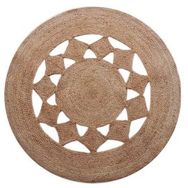 Tapis Rond Bohème Ajouré En Jute Naturel 120 Cm