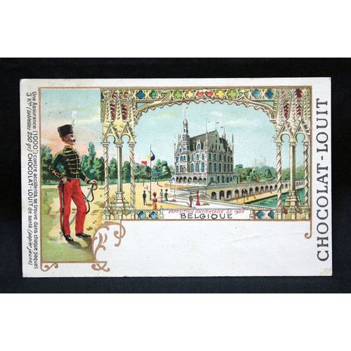 Carte Postale Publicitaire Chocolat Louit Début 20 Éme Siècle Exposition Universelle Belgique