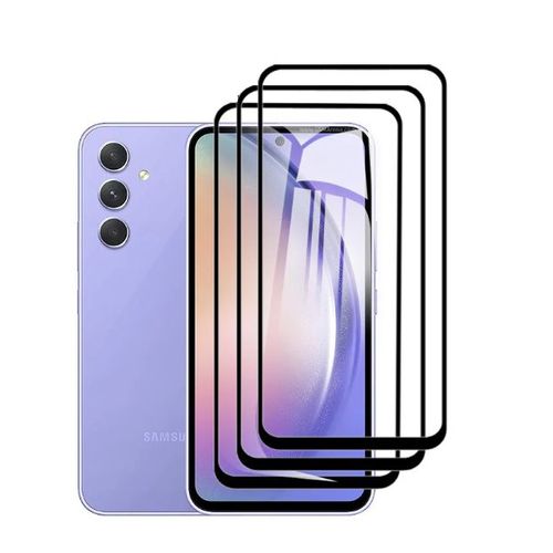 HQSELECTION® Lot de 3 Verres Trempés Pour Samsung Galaxy A54 5G .Film de Protection d'écran Couverture Complète Noir - Anti Rayures - Ultra Résistant Dureté 9H