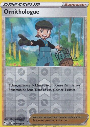 Carte Pokemon - Ornithologue - Reverse - 159/189 - Épée Et Bouclier 3 Ténèbres Embrasées