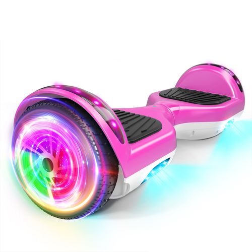 Sisigad Hoverboard 6.5'' Hy-A12c, Bluetooth+Lumière Led, Autonomie 7-8km, Vitesse Maximale 10km/H, Batterie 18v/2.6ah, Meilleur Cadeau Pour Les Enfants-Rose + Blanc