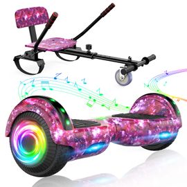 Sisigad Hoverboard 6,5"+ Hoverkart Ensemble,Autonomie 7-10km, Moteur 160w, Bluetooth, Éclairage Led, Idéal Pour Enfants-Violet