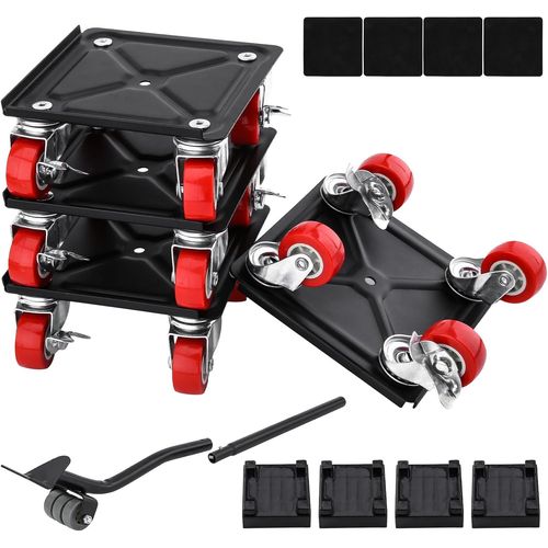 MEVRONISSHOP-Deplace Meuble Lourd, Roulette Deplacement Meuble en Acier avec Roue Rotative à 360 Degrés, Deplace Meuble e Leve Kit pour Déplacer Réfrigérateur, Canapé, Charge de 800 kg