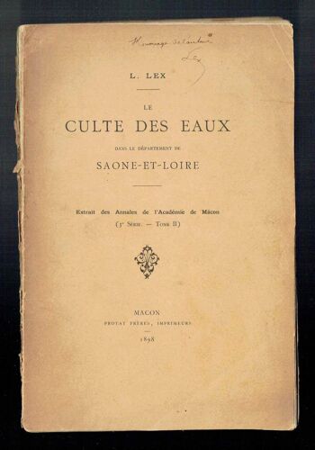 Le Culte Des Eaux Dans Le Département De Saône Et Loire -  Extrait Des Annales De L'académie De Macon 3e Série Tome Ii