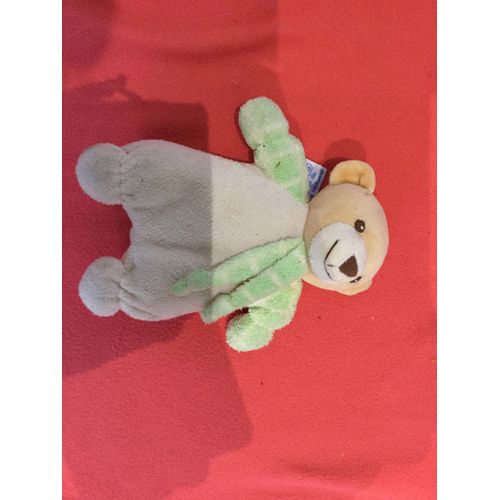 Peluche Ours Nounours Vert Écharpe Grelot