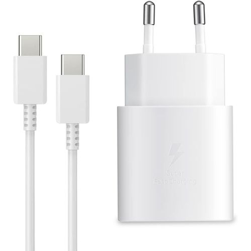 Blanc 25W Chargeur Rapide pour Samsung Galaxy S24 S23 S22 S21 S20 S10 A14 A23 A34 A54 A53 Z Fold Flip 4/5, Tablette S8 Charge Rapide, Bloc USB C Adaptateur Secteur Prise avec Cable Type C (Blanc)