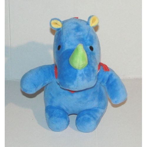 Doudou Rhinoceros Bleu Musical Peluche Berceuse Lupilu