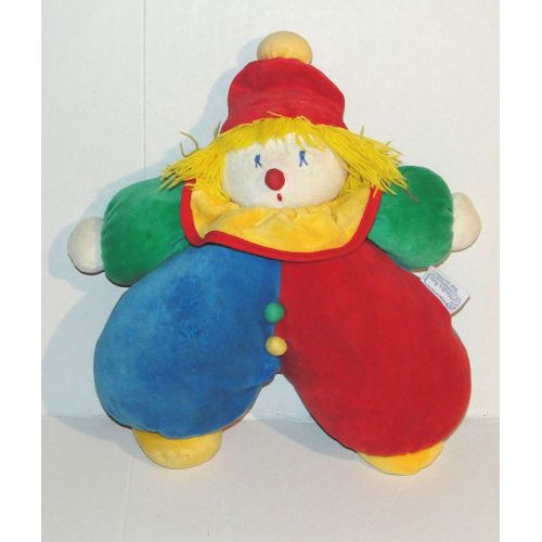 Doudou Clown Rouge Vert Jaune Peluche Vintage Moulin Roty 32cm