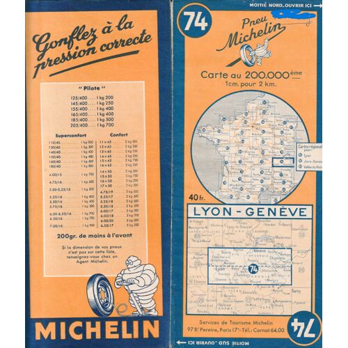Carte Michelin Lyon - Genève 1970
