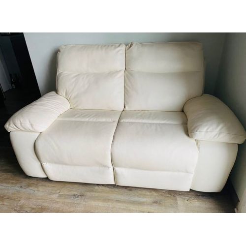 Canapé En Cuir Véritable Blanc - 2 Personnes