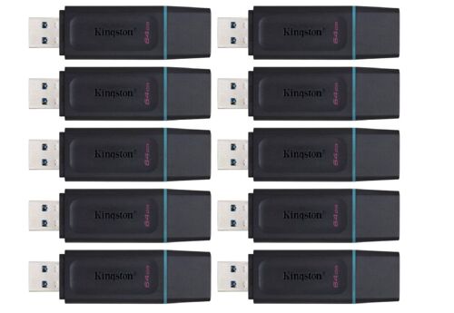 10PCS clé USB Kingston 64Go Kingston DataTraveler Exodia DTX/64GB Clé USB 3.2 Gen 1 avec capuchon de protection et anneaux porte-clé