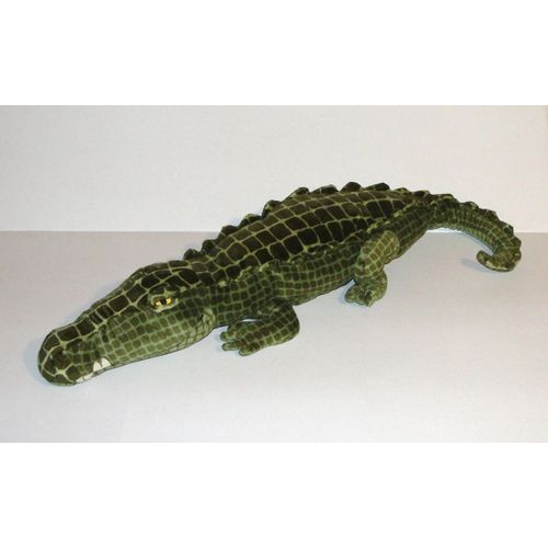 Peluche Crocodile Yeux Brodés Jaune Noir 62 Cm Doudou Aligator Caiman Vert