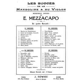 Les Succès De La Mandoline Et Du Violon Par E. Mezzacapo 4 Eme Recueil Rowies