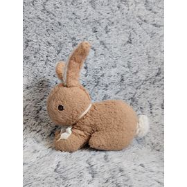 Peluche Lapin Marron Et Blanc Vintage - Ajena - Doudou Lapinou Beige