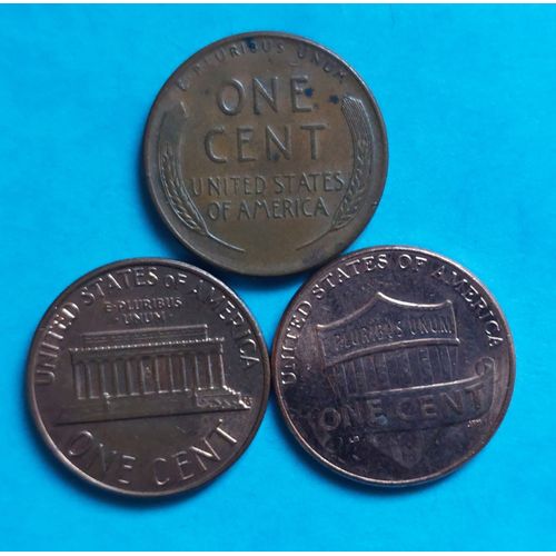 Lot De 3 Pièces De 1 Cent Usa