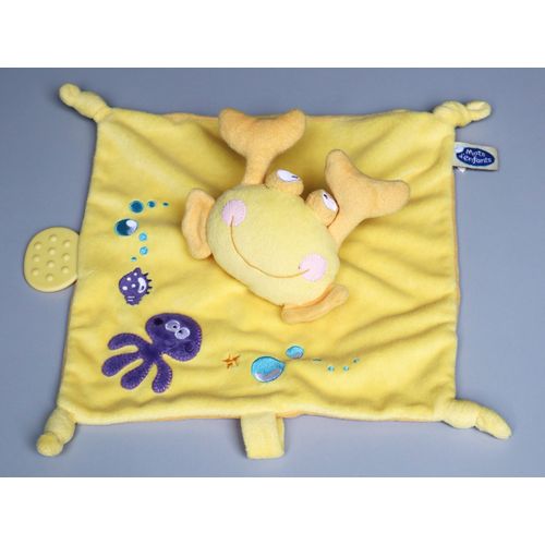 Doudou Crabe Plat Jaune Orange Violet Pieuvre Mots D'enfants