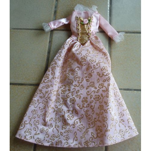Robe Du Soir , Princesse ,Barbie ,Poupée Mannequin - Rose Et Or