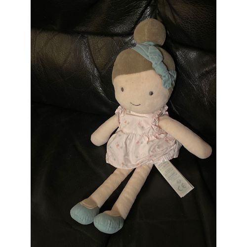 Doudou Poupée Peluche Okaïdi Obaïbi Robe Rose Girafe Éléphant Chignon Bandeau Bleu 33cm
