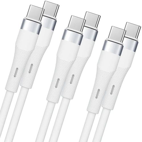 Lot de 3 Câble USB-C vers USB-C Rapide 60W pour Samsung Galaxy A14 A15 A16 A36 A05s A25 A35 A55 A54 - Blanc 1 Mètre - E.F.Connection