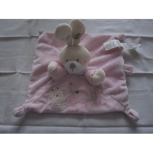 Doudou Plat Lapin Rose Nicotoy A B C Broder Chat Et Coeurs