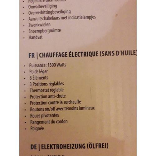 RadiateurTristar à bain d'huile 1500 Watt