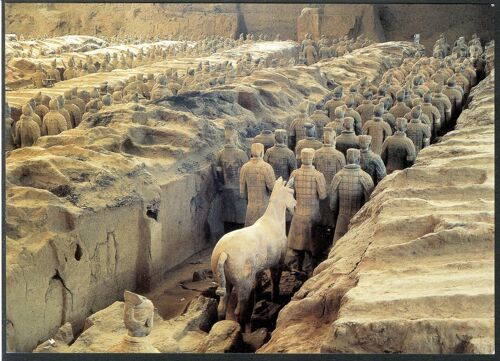 Carte Postale Terra-Cotta Horses And Remains Of A Chariot, China